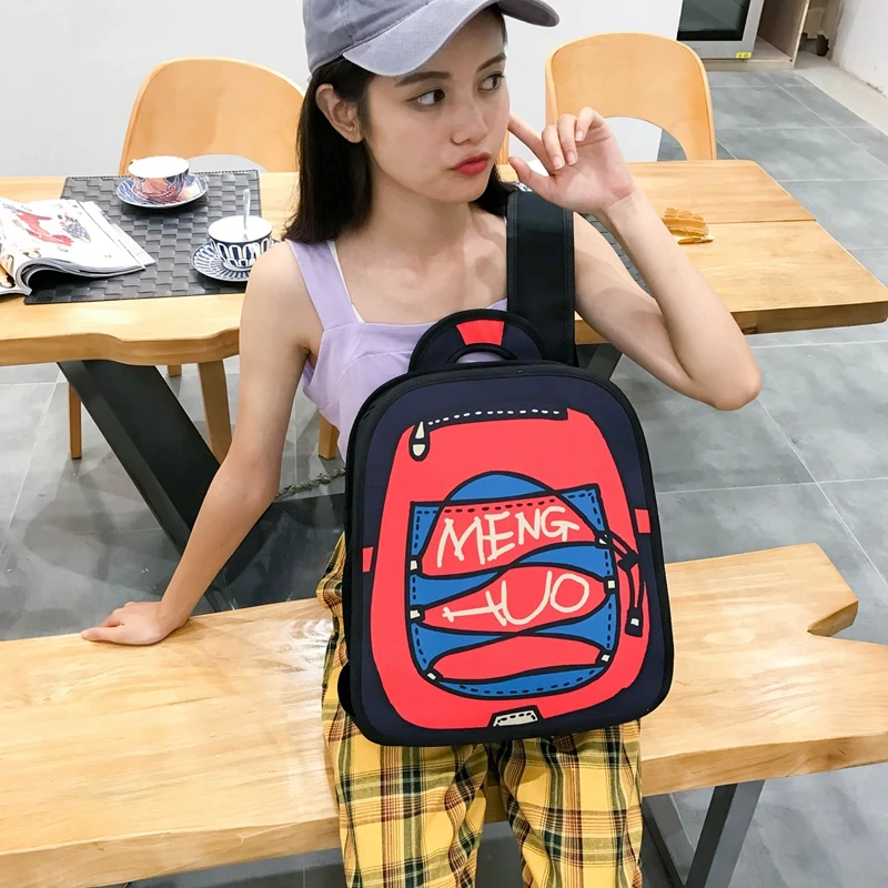 Menghuo New 3D Anime Cartoon Women Backpack School Bag Nylon 2D Style Travel Drawing Book Backpack Mochilas for Teenagers Gilrs (48)