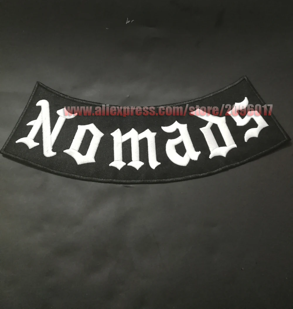 

Nomad Patches badges Bottom Rocker Embroidery Twill Biker Iron On Outlaws Patches for Jacket Motorcycle clothing sticker