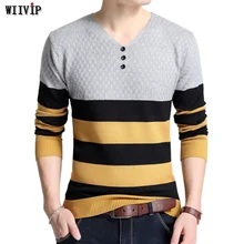 WIIVIP дизайн Для мужчин свитер модные хлопковые пуловеры Для Мужчин's осень-зима топы с v-образным вырезом мужской качество свитера YW001