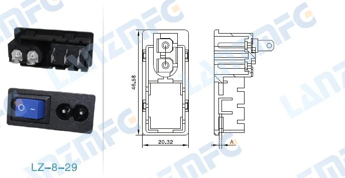 LZ-8-29 2P IEC разъем питания C8 разъем с лампой с кулисный переключатель