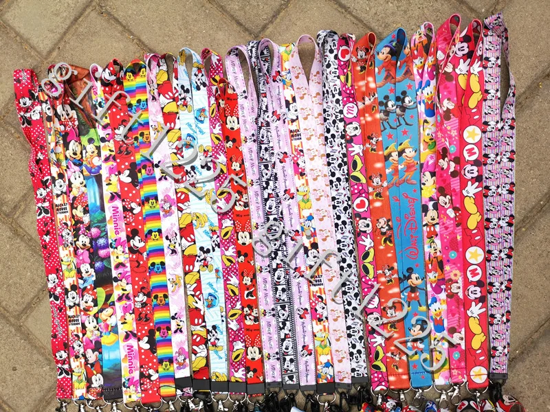 

10pcs/20pcs/50pcs/100pcs cartoon mickey minnie mix lanyard Neck Strap Lanyard Mobile Phone Key Chain ID Badge Key Chain