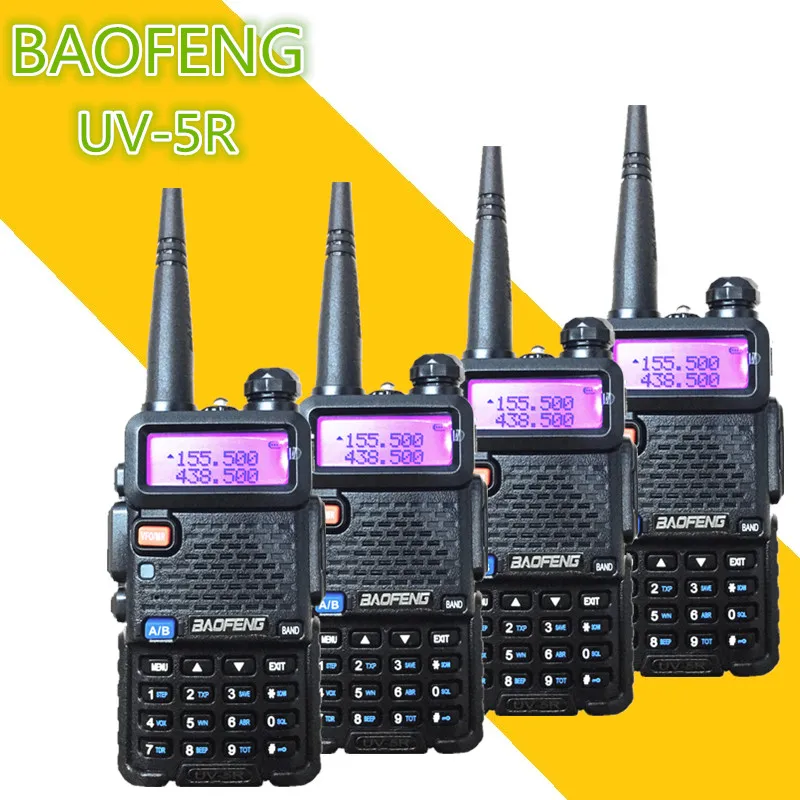 4 шт. портативный двусторонний радиоприемник BAOFENG 5 Вт 1800 мАч UHF VHF 128CH коммуникатор