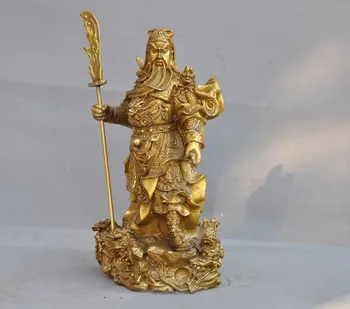 

wedding decoration China Folk brass dragon warrior Generals Guan gong guan yu god Broadsword statue