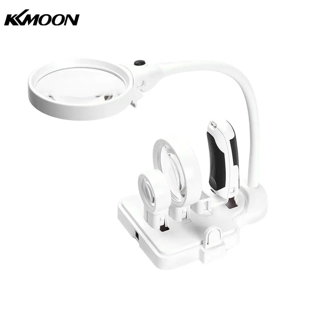 

KKmoon 3 Lens 2.5X 5X 16X Desktop Magnifier Multi-functional Welding LED Magnifier Table Loupe Soldering Repair Magnifying Tool