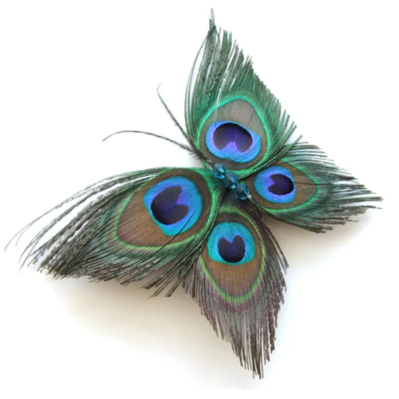 Butterfly Peacock Feather Bridal Wedding Hair Clip Pin Head