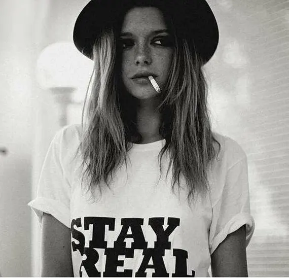 

Sugarbaby Stay Real T-shirt Cool Casual Tumblr Grunge Tee Short Sleeve Fashion T shirt Aesthetic Clothing Crew Neck T shirt