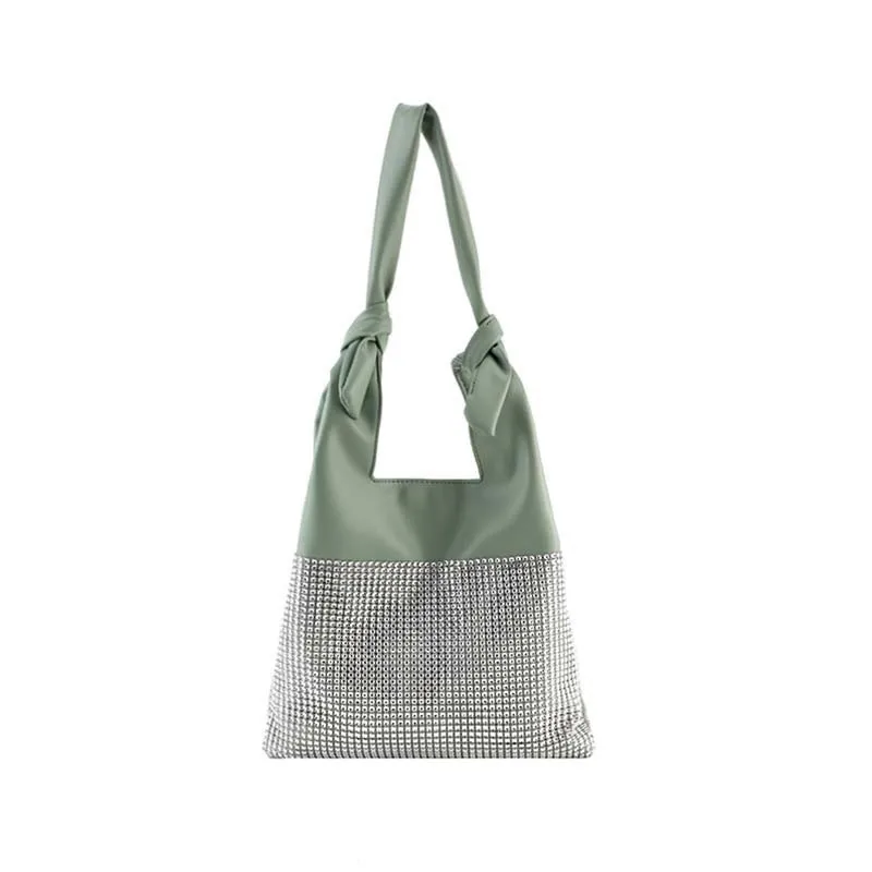 TTOU Модные женские блестящие сумки через плечо мягкие качественные кожаные сумки для отдыха женские большие сумки для покупок Кошельки Простые сумки для девочек - Цвет: Зеленый