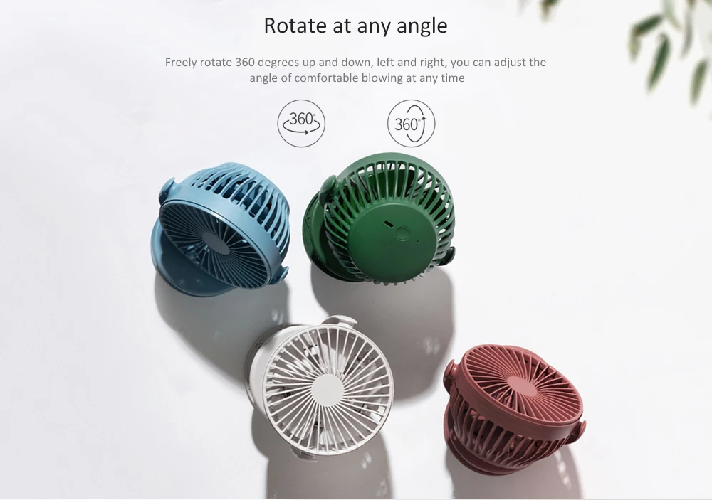 Xiaomi SOLOVE Clip-on Fan 360 градусов вращающийся мини 3 скорости 5 лезвий Ручной USB Электрический вентилятор для студенческого общежития Офис Дом