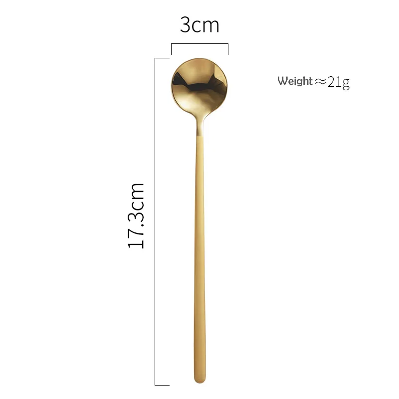 Нержавеющая сталь кофейная ложка с длинной ручкой Золотой набор чайных ложек десертные кофейные ложки кухонная чайная ложка аксессуары - Цвет: Серый
