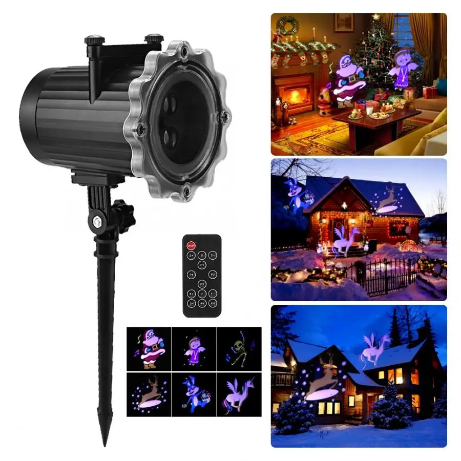 

Led Projection Lamp With Remote Control Grounding Lamp 6 Kinds Of Slides Eu Plug 110-240V for Christmas Projector Light
