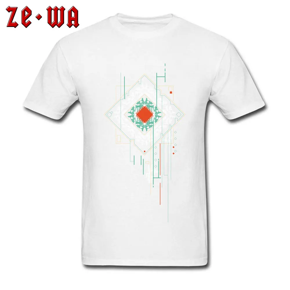 CPU geometric programmer art Casual Summer Cotton O-Neck Man Tops T Shirt Custom Sweatshirts Hot Sale Short Sleeve T Shirt CPU geometric programmer art white