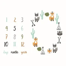 Одеяло с рисунком лисы из мультфильма, как от месяца до месяца, реквизит для фотосъемки, одеяло для фотосъемки, реквизит для фотосъемки новорожденных