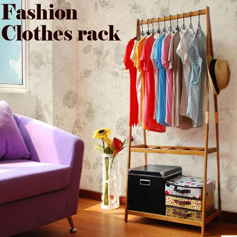 

The large space wardrobe, clothing display rack, clothes tree, suitable for bedroom or shop use,wood furniture bamboo coat rack