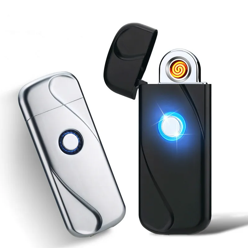 

Intelligent LED Light Fingerprint USB Charging Lighter Tesla Coil Lighter Induction Metal WindProof No Gas Smoker Cigarettes