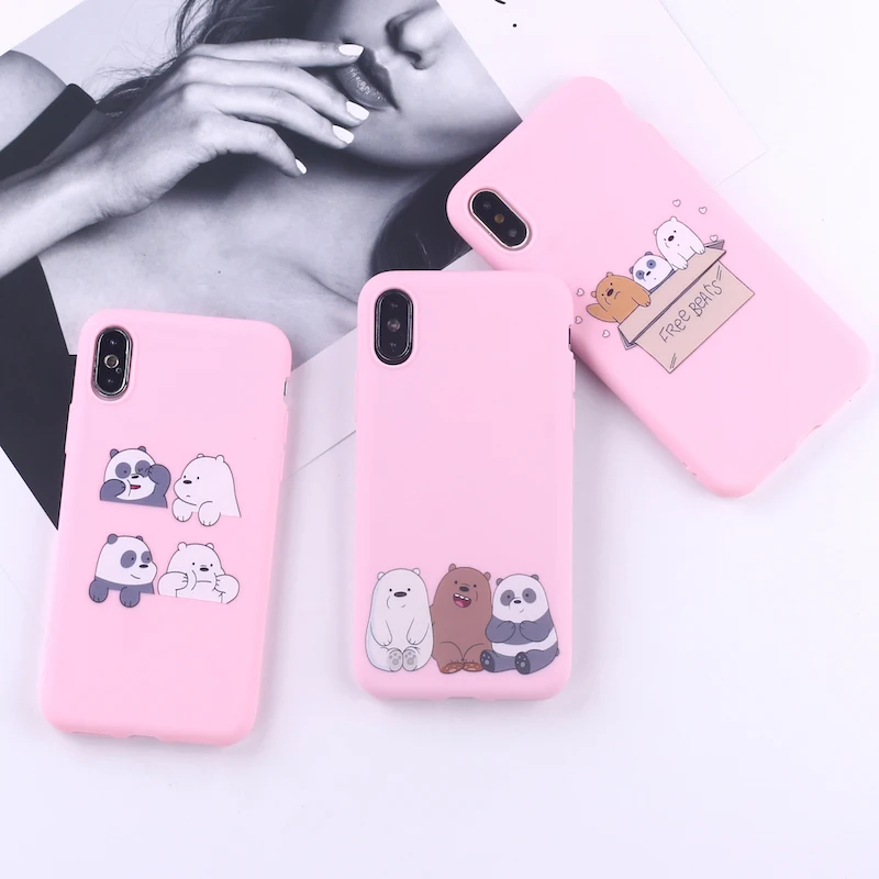 

Cute Funny Bear Cartoon Mom Baby Soft Silicone Candy Case Coque For iPhone 11 Pro Max 6 5S 8 8Plus X XS Max 7 7Plus
