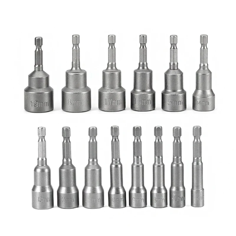 1//4 8-19mm Hex Adapter Shank Repair Drill Bit Socket Magnetic Driver Air Sets