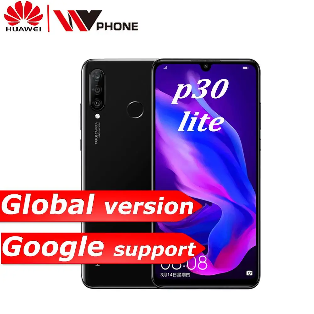 

huawe p30 lite nova 4e mobile phone 6.15 inch 3 rear Camera Kirin710 Octa Core face ID Android 9.0 fingerprint id