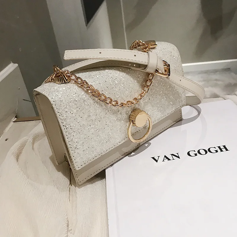 

Female Crossbody Bags For Women 2019 High Quality PU Leather Luxury Handbags Designer Sac Ladies Sequin Shoulder Messenger Bag