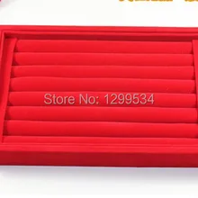 4 шт./лот 7 рядов красный бархат ювелирные изделия Кольца Серьги Дисплей show случае организатор лоток коробка для