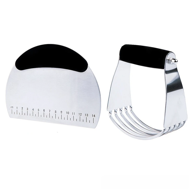 

HOT-Pastry Cutter & Dough Scraper Set,Stainless Steel Multipurpose Scraper/Pizza Dough Blender/Chopper-Premium Kitchen Pastry