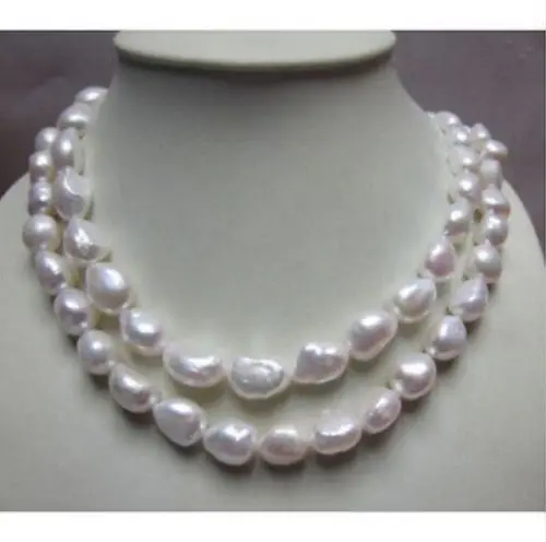 

LONG 36 INCH AAA 9-10MM SOUTH IRREGULAR SEA WHITE PEARL NECKLACE