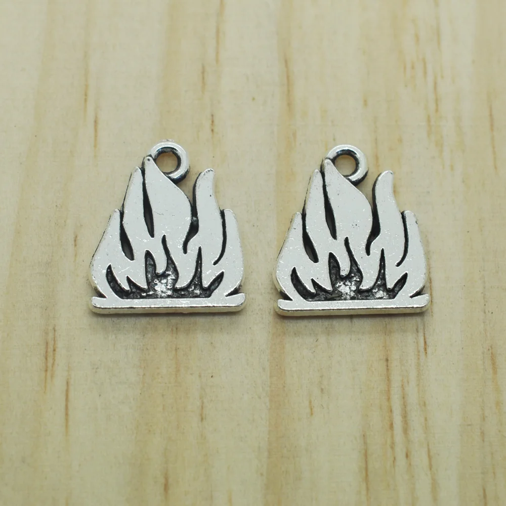 40pcs Antique silver burning flames fire Charms pendants 18x15mmin
