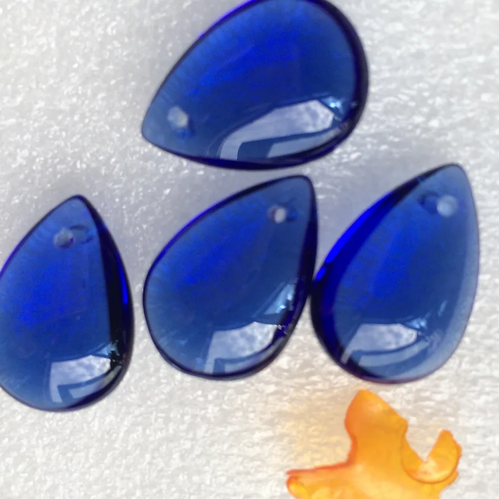 Hot Selling 30pcs/lot 22*18mm Nice Glass Smooth Blue Water Drop Pendant DIY Christmas Tree Hanging Garden Decoration For Earring