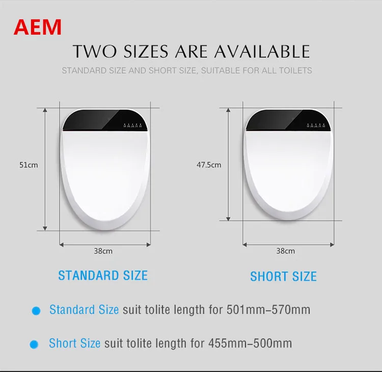 Smart Heated Toilet Seat WC Sitz Intelligent Water Closet Automatic Wash Dry Toilet Lid Cover Elongated Children Training Sit 4