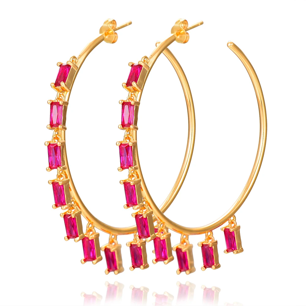 

GODKI Luxury Link Chain Cubic Zircon Statement Big Hoop Earrings For Women Wedding DUBAI Bridal Round Circle Hoop Earrings 2019