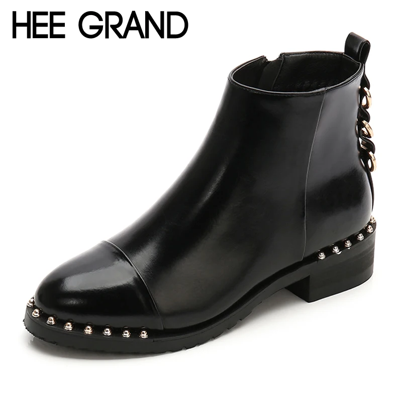 

HEE GRAND Pu Leather Motorcycle Winter Women Ankle Boots Casual Shoes Woman Gladiator Round toe Women Platform Shoes XWX7128