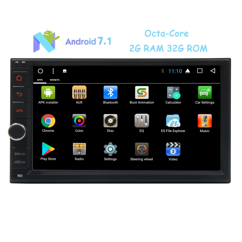 Clearance 2 Din Octa Core Android 7.1 GPS Car Stereo Radio Autoradio 32G ROM USB/3G/WIFI/1080P/SWC/Mirror link no-DVD Multimedia Player 1