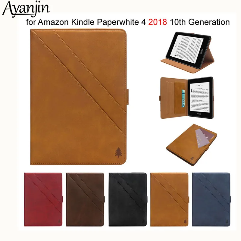 Чехол книжка из искусственной кожи с отделением для карт Amazon kindle paperwhite 4 6 0 10th