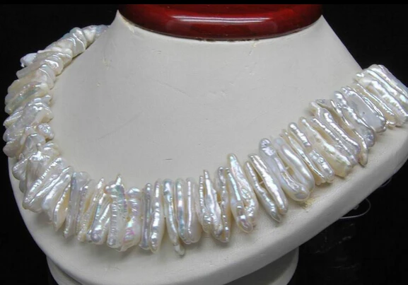 

huij 001732 natural south sea white abnormal shape pearl necklace