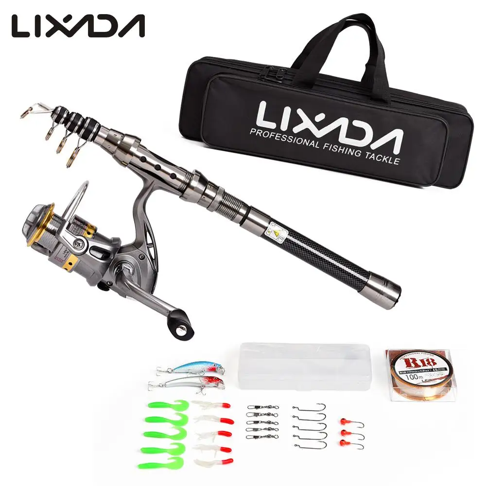

Lixada Telescopic Fishing Rod Reel Combo Full Kit Spinning Reel Rod Pole Set with 100M Fishing Line Lures Hooks Jig for Pesca