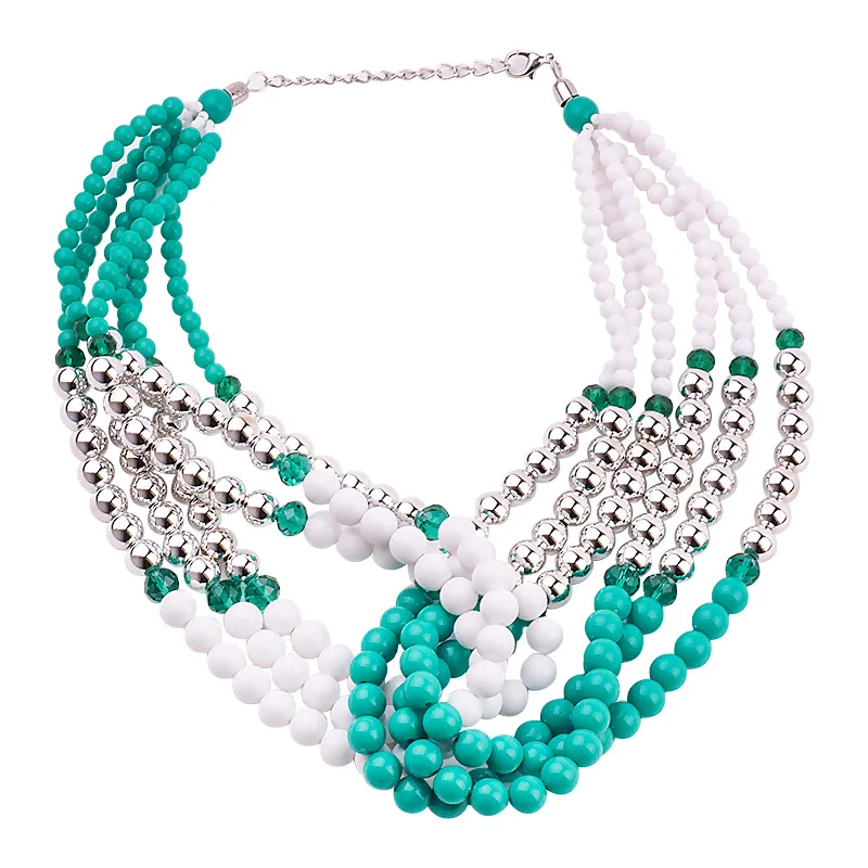 

GuanLong Multi Layer Round Resin Beads Strand Wrap Necklaces For Women 2017 Winner Sweater Accessories Jewelry