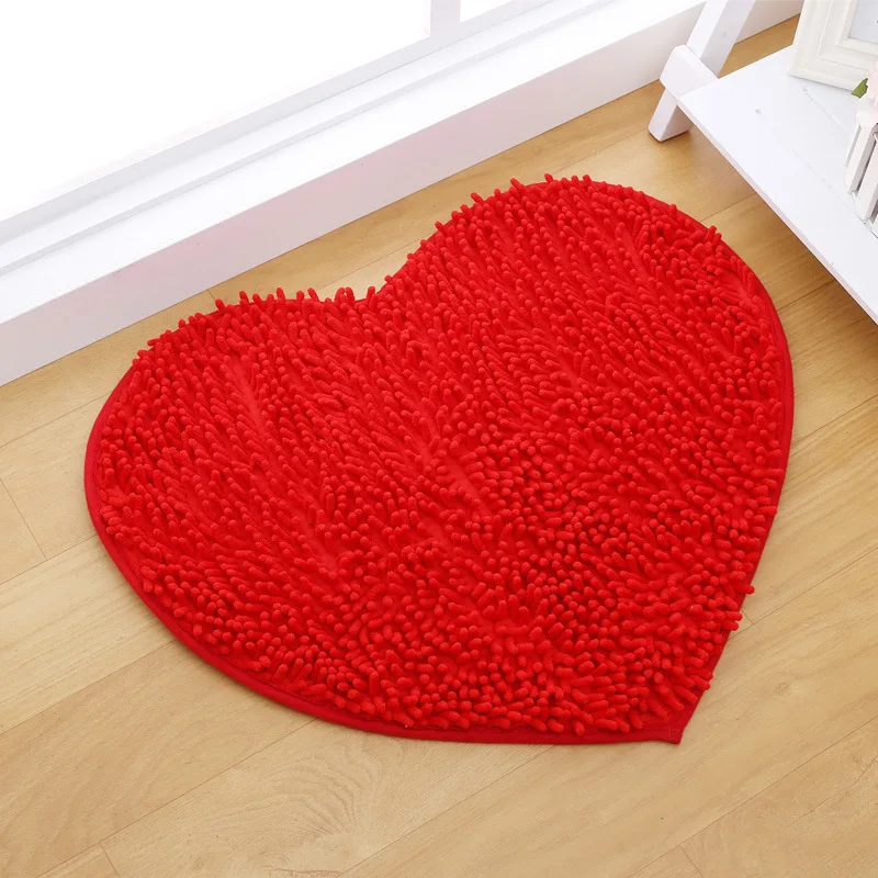 Simanfei Heart Shaped Carpet Rug Home Bedroom Floor Mat Fluffy Living