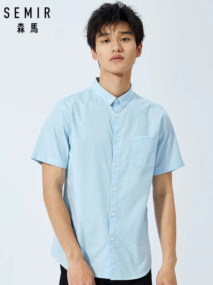 

SEMIR Summer short-sleeve shirt men 2019 new young casual white shirt Korean version shirt cotton clothes tide