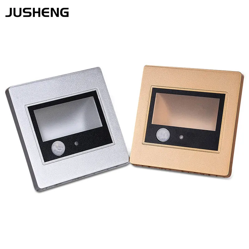 

2016 PRI Sensor Wall Lamps Indoor Led Stair Lighting 100-240V AC Square Sensor Wall Lights Decoration Black /White/ Silver/Gold