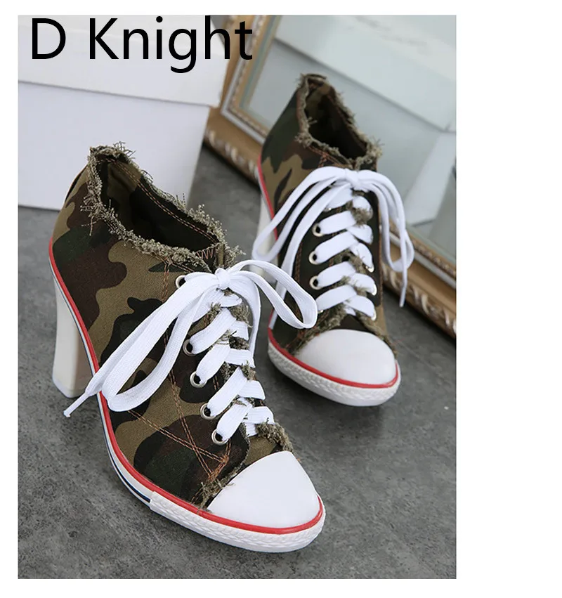 High Quality New 2018 Women's Shoes Denim High Heels Spring Summer Canvas Shoes Hot Sale Roma style Women Pumps Large Size 34-40 (5)