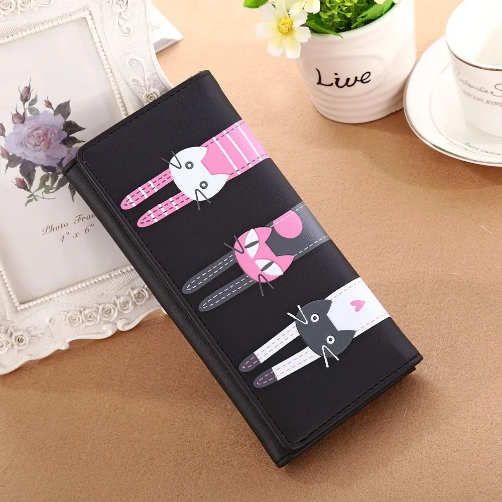 

Splendid Luxury Design Newest Top Women Cat Pattern Coin Purse Long Wallet Card Holders Handbag