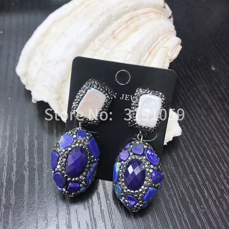 

Pave Rhinestone European and American style pearl Stud Earring green gold joker long earrings female simple earrings accessories