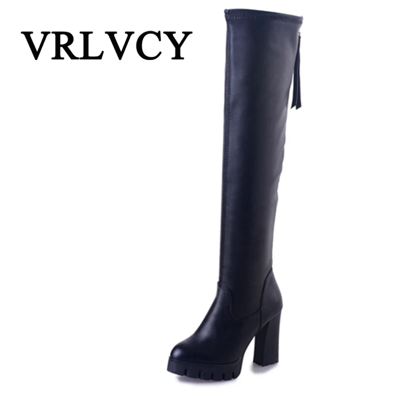 

Sexy goddess Elegant temperament fan high heels woman shoes women boots Elasticity winter over the knee boots