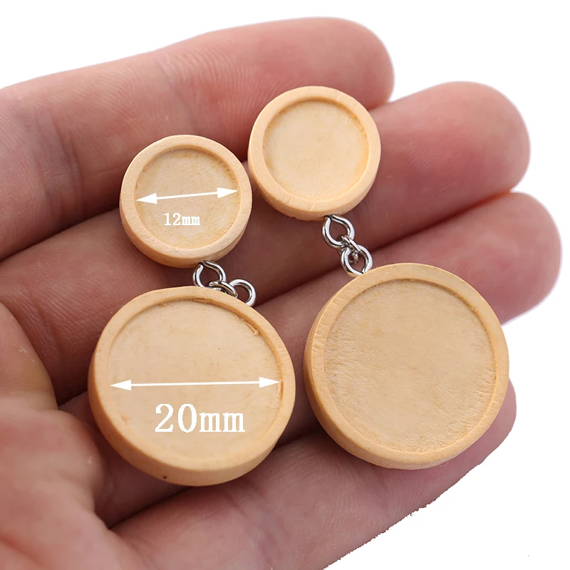 Onwear 5 пар пустые серьги гвоздики основа 20 мм 12 Дерево Кабошон Настройки diy ободок