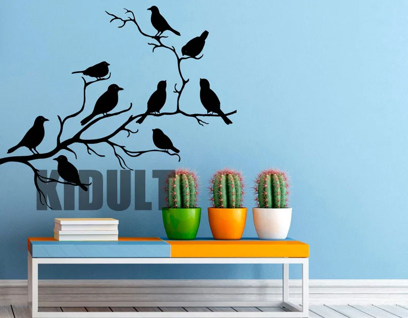 Birds Wall Sticker Tree Wall Decals Creative Home Flat Vinyl Wall Art