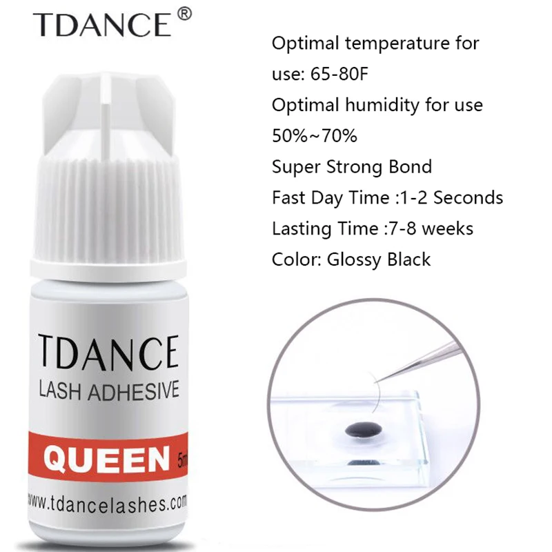 Быстросохнущий клей для ресниц TDANCE Queen 5 мл 1 2 секунды Pro Lash черный удержания клея 7