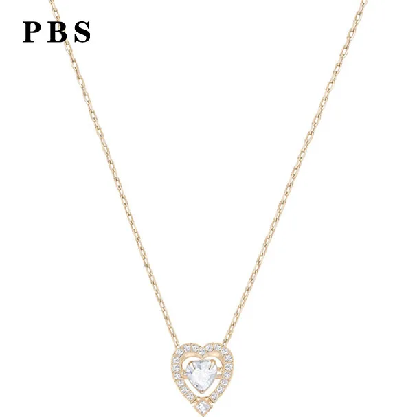 PBS оригинальная копия высокого качества 1:1 бьющееся сердце ожерелье с розовым золотым покрытием логотип Бесплатная оптовая продажа