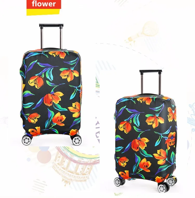 Модный чемодан, Защитные чехлы для багажа, с принтами, 18~ 32 дюймов, эластичная Дорожная сумка на колесиках, непромокаемая, леопардовая и цветочная нашивка