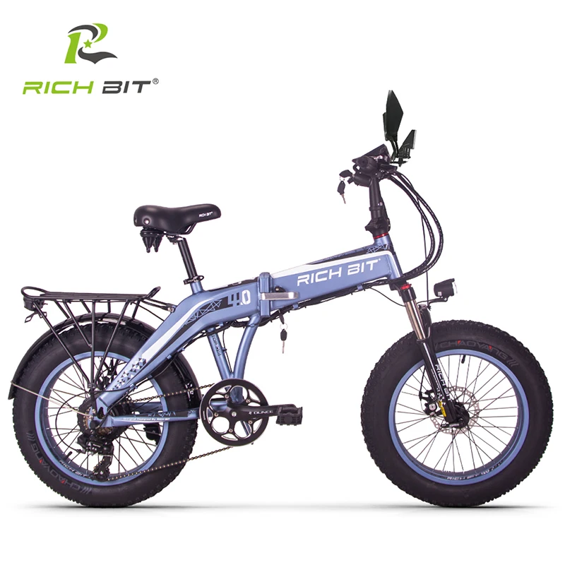 RICHBIT 500W 48V 20inch Fat Tire ebike Electric Bike Folding Snow Electric Bicycle Suspension Turning lights Mirrror Disc Brake