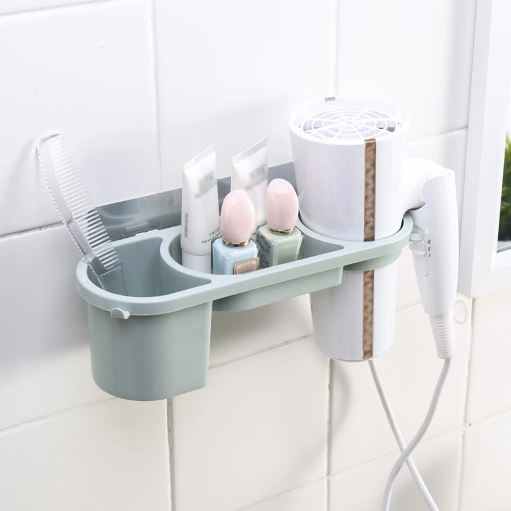

Stand Home Easy Install Decorative Practical PP Modern Wall Mount Hair Dryer Holder Stable Organizer Storage Shelf Bathroom