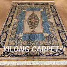 Yilong 5,5 'x8' ручной работы шелковый ковер голубой Дворцовый стиль восточные шелковые ковры(ZQG139A 5,5x8